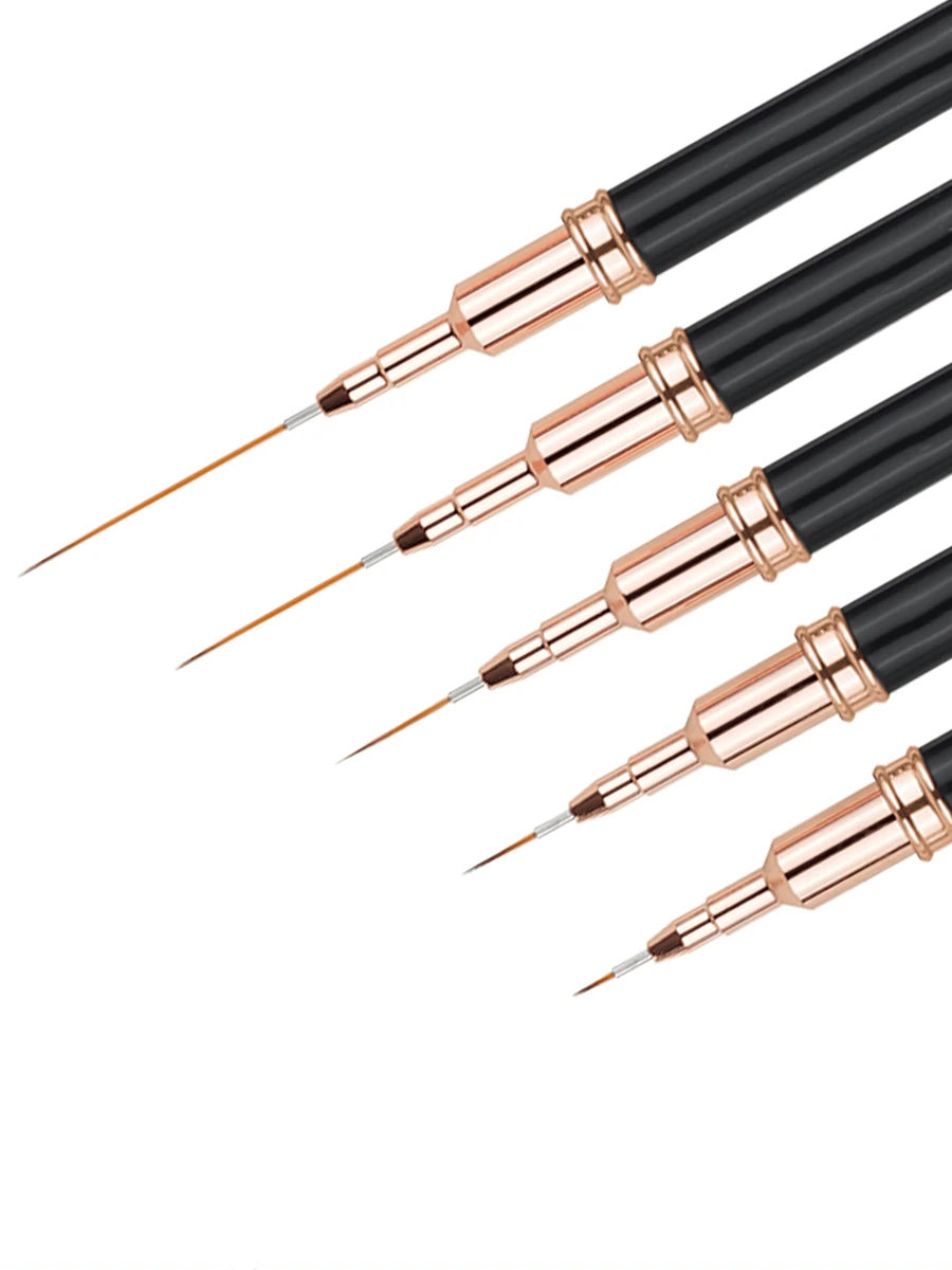 5 件套黑色法式美甲绘画刷套装，包括指甲线刷和 UV 凝胶指甲刷 - 绘画设计刷、美甲条纹刷，用于精细的指甲绘画，适合初学者和专业美甲沙龙 - 彩色 - 查看 1