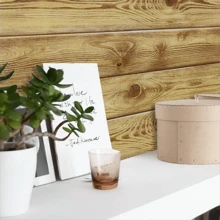 1 Roll Wood Grain Wallpaper, Peel And Stick Wood-Look Wall Paper For Furniture, Kitchen, Living Room, Bedroom, Cabin, Pantry, Bar, Table Top, 374*17.71 Inches, Realistic Woodgrain Texture, Easy To Clean Wall Stickers Room Decor Wall Decor Wall Sticker