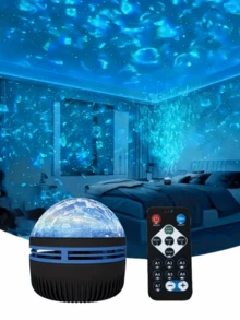 USB-Powered Water Ripple Projector With Remote Control - Wave Simulation Ambient Lighting For Bedroom, Game Room & Living Room - Polished Metal Finish, Portable Blue Light Effect, Perfect Gift For Birthdays & Relaxation, Bedroom Ambiance, Sleek Device Design, Compact Design, Plastic Construction - 水波紋 - 查看 4