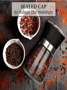 1pc Adjustable Ceramic Core Pepper & Sea Salt Grinder Set - Manual Spice Grinder, Seasoning Shaker Bottle, Suitable For Outdoor Camping, Tent Travel, Hiking, Barbecue And Home Kitchen - Battery-Free Portable Glass Kitchen Tool, Random Color