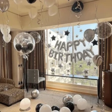 Balões de Aniversário Feliz de 16 polegadas, Faixa de Balões de Aniversário Feliz Prata para Decoração de Festa, Balões de Faixa de Aniversário Auto Inflável com Confete de Balões para Decorações de Aniversário Feliz (Excluindo os Balões)