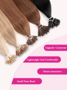 纳米环接发 真人发丝隐形纳米环接发 直发纳米珠接发 50S 冷熔接发 增加发量 - 彩色 - 查看 6