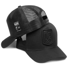 All Black Canvas Cap With Curved Brim And Embroidery For Men - All Black - View 1
