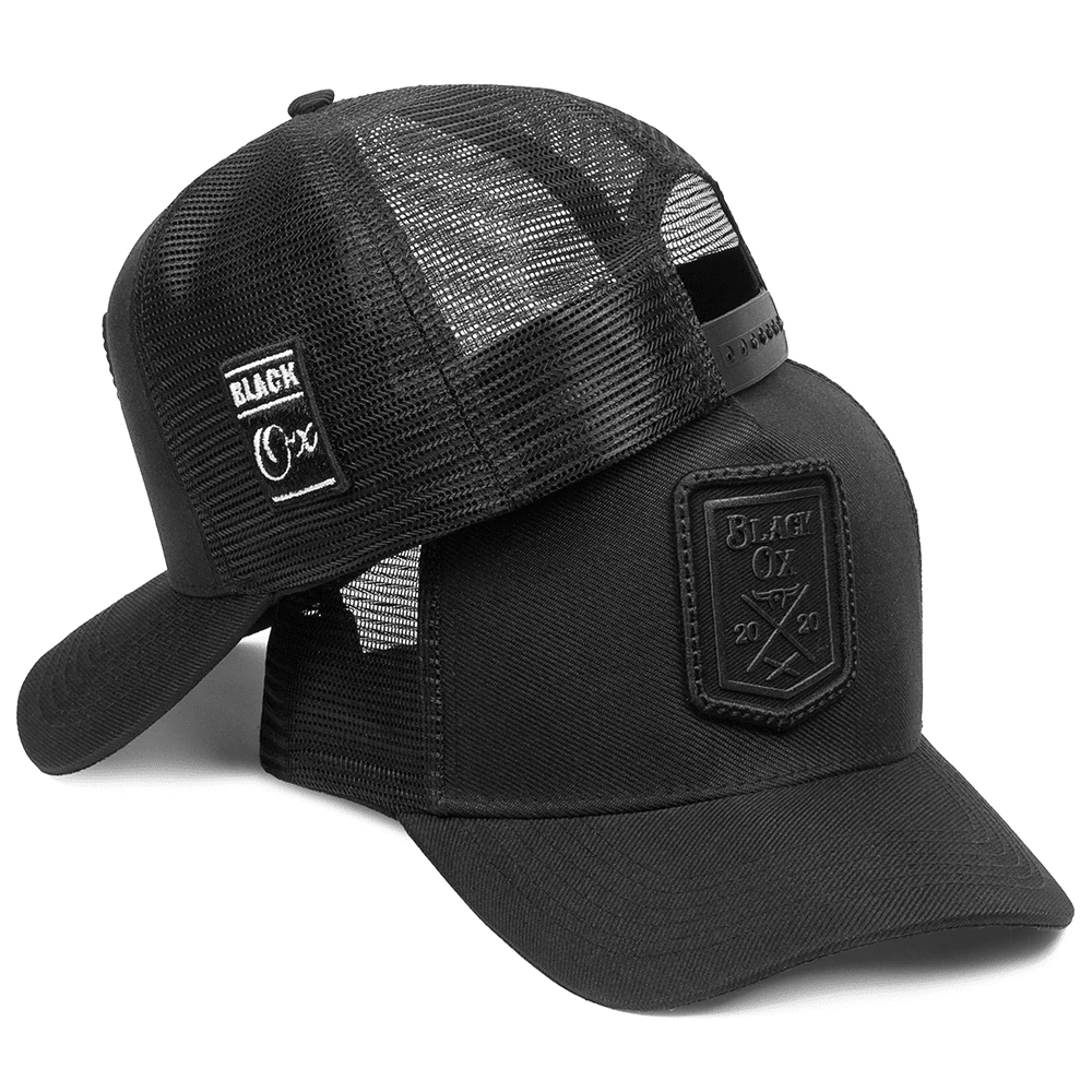 All Black Canvas Cap With Curved Brim And Embroidery For Men - All Black - View 1