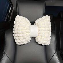 Car Headrest & Lumbar Support Pillow Set, Creative Floral Design Neck Rest And Waist Cushion, Comfortable Car Interior Accessories, For Comfortable Long-Distance Travel, Neck Protection, Waist Protection, Car Puff Detachable And Washable, Suitable All Seasons - Beige - View 6