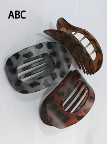 1/3 New Leopard Flat Round Hair Clips, Valentine's Day Halloween Women's Special, Large Alligator Clips, Simple Party Fashion Hair Accessories
