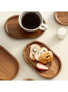 1 件不对称设计的独特木质托盘，适用于食物、小吃、饮料、寿司、甜点、蛋糕、面包、珠宝、早餐托盘、茶盘、便携式木制托盘、食物托盘、厨房用品、家居装饰 - 棕色 - 查看 11