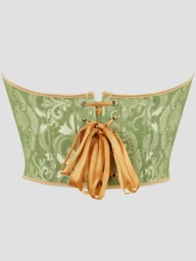 Tops cortos moldeadores sin costuras con estampado jacquard vintage para mujer, tops tipo corsé con soporte de busto sexy para fiesta de noche, boda y Halloween