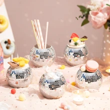 GOQODO 6 Stück Discokugel Vasen, multifunktionale Discokugel Pflanzschale Kerzenhalter, bunte Hochzeits-Tischdekoration für Hochzeit, Party, Geburtstag, Heimdekoration, Make-up Aufbewahrung, Süßigkeiten-Glas, kreatives Geschenk, Künstliche Blumendekoration