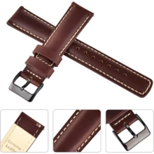 Local Delivery- Christmas Gift Quick Release Leather Watch Bands Genuine Watch Straps For Men Women Top Grain Leather Watch Strap, White Elephant Gifts, Stocking Stuffers For Men, Father's Day Gifts - Black & White & Gold - 查看 4