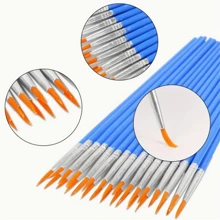50 pièces - 30 pièces Pinceaux de peinture pour cheveux en nylon bleu avec pinceaux de peinture acrylique plats et ronds pointus. Pinceaux de peinture artisanale pour peinture à l'huile, aquarelle, visage, artiste professionnel, kit idéal pour les artistes et les passionnés. Convient pour la peinture acrylique, l'huile, l'aquarelle, la canevas, l'art rupestre et la manucure.