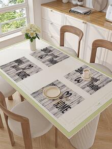 1pc/4pcs/6pcs Grey & White Gradient Placemats 30x45 Cm - Polyester Machine Washable Rectangular Place Mats With HOME Sweet Home Design For Kitchen Dining Table Decor, Party Centerpieces, Home Decor Accents | Textured Surface | Machine Washable Mats - Multicolor - View 9