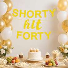 40th Birthday Decorations Women Men Birthday Party Decor Sign Funny Banner 40th Bday Party Supplies Shorty Hit Forty Birthday Banner Party Decoration - View 7