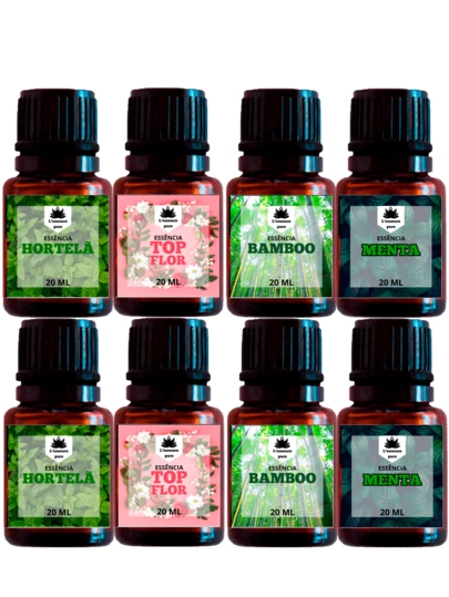 Kit com 8 ou 4 Essências Hidrossolúveis 20ML | Usem em Difusores e Umidificadores | Ideal para Ambientes Pequenos e Fechados