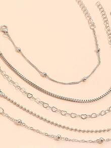 5pcs/Set Fashionable Minimalist Heart Beaded Bracelet Set For Women Valentines,Mom,Mother,Mother's Day,Gift