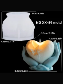 1个3D特殊手持心形硅胶模具 - 采用独特的蝴蝶结印花设计，适合制作香薰蜡烛、手工DIY艺术品、石膏工艺品以及独特的手工艺术模具。制作完成后，可用作生日和节日礼物以及节日装饰，营造浪漫氛围。 - 白色 - 查看 2