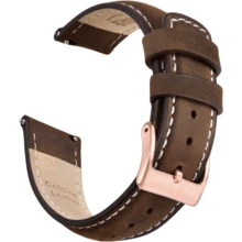 Local Delivery- Christmas Gift Quick Release Leather Watch Bands Genuine Watch Straps For Men Women Top Grain Leather Watch Strap, White Elephant Gifts, Stocking Stuffers For Men, Father's Day Gifts - Saddle Brown & White & Rose Gold - 查看 1