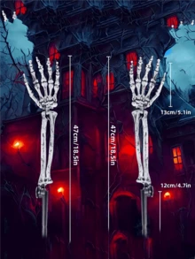 Realistic Skeleton Stake Halloween Lawn Decoration Garden Halloween Skeleton Decor - Black and White - View 6