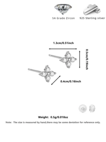 1 Pair S925 Sterling Silver Lucky Four-Leaf Clover Earrings, With Cute Zirconia, White Diamond, Pink Diamond, Purple Diamond, Cartilage Earrings, Miniature Crystal Flower Pierced Earrings, Fashion Jewelry, Valentine's Day Gift, Suitable For Party And Daily Wear, Comes With Exquisite Gift Box - Four Leaf Clover - View 9