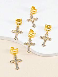 5 piezas Adorno con forma de cruz de estilo barroco a la moda, adecuado para baile, fiesta, cita y accesorios para el cabello de festivales de música, pinzas de garra, pinzas para el cabello, pasadores para el cabello, broches para el cabello