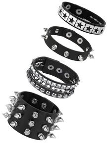 1/3/4pcs Adjustable Punk Rock Rivet Leather Bracelet Set, 80s Emo Style Artificial Leather Fashion Accessories For Men - Black - View 10