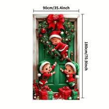 2D 门横幅 1 2D 门横幅圣诞精灵聚酯门挂横幅，多用途节日装饰，适合一般用途和圣诞派对装饰派对横幅 - 彩色 - 查看 3