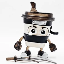 Capuchino Asesino figura Tralalero Tralala 16 cm Brainrot colección acción divertida decoración escritorio regalo juvenil coleccionistas juguetes edición especial - Blanco y Negro - Ver 3