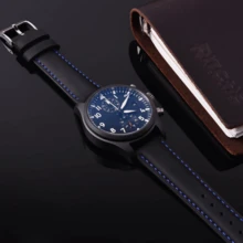Local Delivery- Christmas Gift Quick Release Leather Watch Bands Genuine Watch Straps For Men Women Top Grain Leather Watch Strap, White Elephant Gifts, Stocking Stuffers For Men, Father's Day Gifts - Black & Blue & Silver - 查看 6