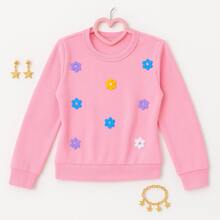 Children's Long Sleeve Blouse For Girls, Autumn Winter, Cold Weather - Winter Blouse For Girls, Flower Style, Winter Fashion 4 - 10 YEARS - Màu Hồng baby - Xem 3