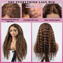 200% 密度 13x4 Jerry Curly Highlight P4/27 蕾丝前假发 - 混合发假发，无需胶水，适合初学者 - 鲍勃假发 8-14 英寸渐变蜂蜜金色 - 真人混合发水波蕾丝闭合假发，自然发际线 - 深卷发，预熨烫，预剪，巴西处女卷曲高清蕾丝前假发，适合日常佩戴