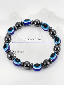 1 pezzo Braccialetto elastico blu con amuleto dell'occhio malvagio, braccialetto terapeutico magnetico, può essere usato come braccialetto dimagrante ed è adatto per l'uso quotidiano.