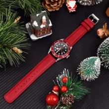 Local Delivery- Christmas Gift Quick Release Leather Watch Bands Genuine Watch Straps For Men Women Top Grain Leather Watch Strap, White Elephant Gifts, Stocking Stuffers For Men, Father's Day Gifts - 紅色和銀色 - 查看 6