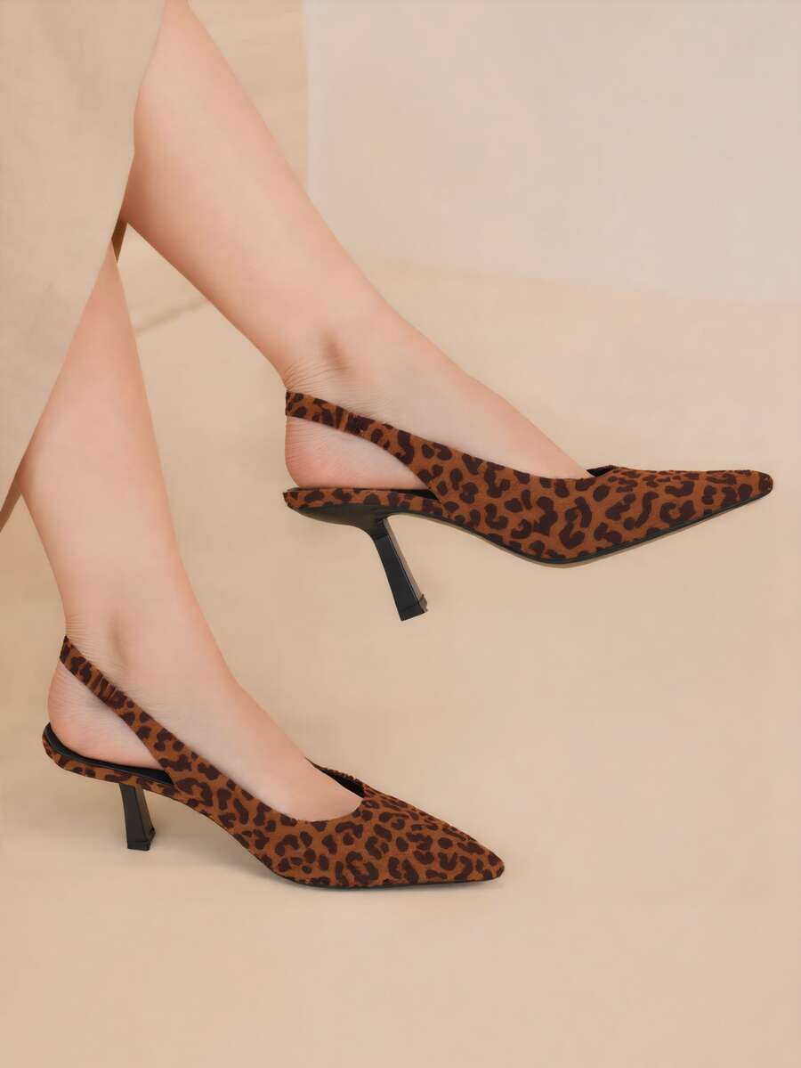 RevReaL Women's Peep Toe High Heels - Elegant And Modern - Leopard - View 1