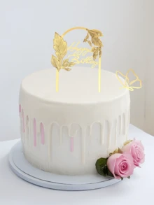 2PCS/1套-6PCS/3套高端金色拱门生日蛋糕装饰插件套装，艺术生日快乐卡和蝴蝶，亚克力生日蛋糕顶饰，生日快乐蛋糕顶饰，适用于生日派对装饰，派对装饰，完美的蛋糕装饰套装 - A - 查看 8