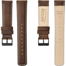 Local Delivery- Christmas Gift Quick Release Leather Watch Bands Genuine Watch Straps For Men Women Top Grain Leather Watch Strap, White Elephant Gifts, Stocking Stuffers For Men, Father's Day Gifts - Dark Coffee & Khaki & Silver - 查看 3