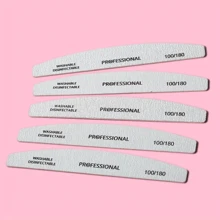 5pcs/10pcs Professional Nail File Sandpaper Strong Thick 100/180 Nail Files Buffer For Manicure Sanding Half Moon Lime Tools