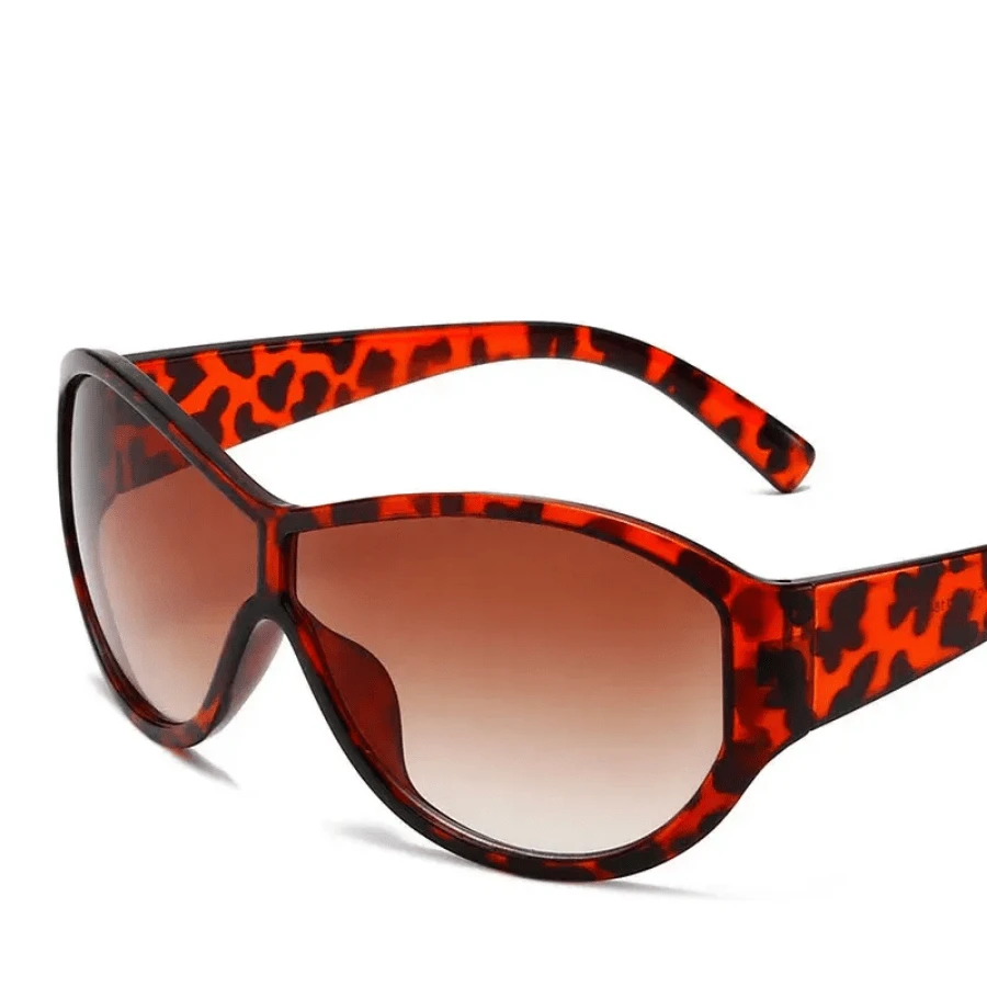 Y2k Oversized Sunglasses Women For Men Luxury Brand Designer Vintage Sunglasses Popular Punk Sport Goggle Outdoor Shades UV400 - 豹紋茶_藍 - 查看 1