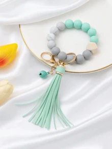 1 件 PU 流苏硅胶 DIY 串珠手链钥匙扣、硅胶腕带钥匙圈饰物、背包挂件、男孩女孩生日礼物汽车配件可爱哥特 Y2k - 彩色 - 查看 11