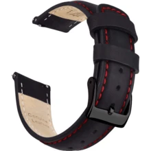 Local Delivery- Christmas Gift Quick Release Leather Watch Bands Genuine Watch Straps For Men Women Top Grain Leather Watch Strap, White Elephant Gifts, Stocking Stuffers For Men, Father's Day Gifts - Black & Red & Black - 查看 1