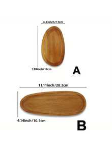 1 件不对称设计的独特木质托盘，适用于食物、小吃、饮料、寿司、甜点、蛋糕、面包、珠宝、早餐托盘、茶盘、便携式木制托盘、食物托盘、厨房用品、家居装饰 - 棕色 - 查看 3