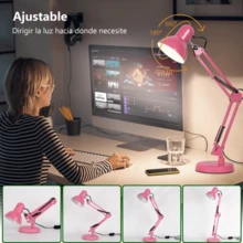 Lámpara De Escritorio DAPON Metal 360° Grados Ergonómico - Rosa - Ver 6