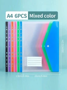 12pcs A4 Large Capacity Loose-Leaf File Folders, With 11-Hole Binder Rings, Made Of Modern PP Material, Expandable Button And Label Pockets, Suitable For School, Home, Office, Attendance, Travel - Portable Design, Back To School, School Supplies - Multicolor - View 4