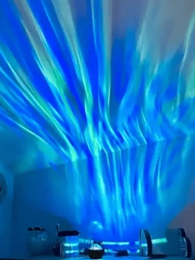 1 件北极光 LED 夜灯，RGB LED 汽车星空投影仪夜灯带遥控器，创意极光显示灯，多色照明，无需可充电纽扣电池桌面星空投影仪