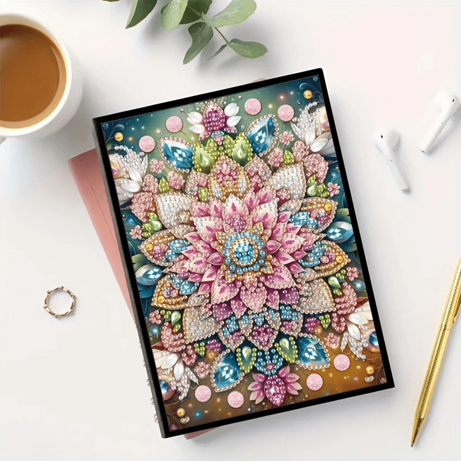 Kreativer Eule Design 5D Diamant Gemälde Notizbuch Set, mit dickem Skizzenbuch, handgemachtes Geschenk aus Kunstleder, geeignet für Studenten, Familien, Geschäft und Feiertage