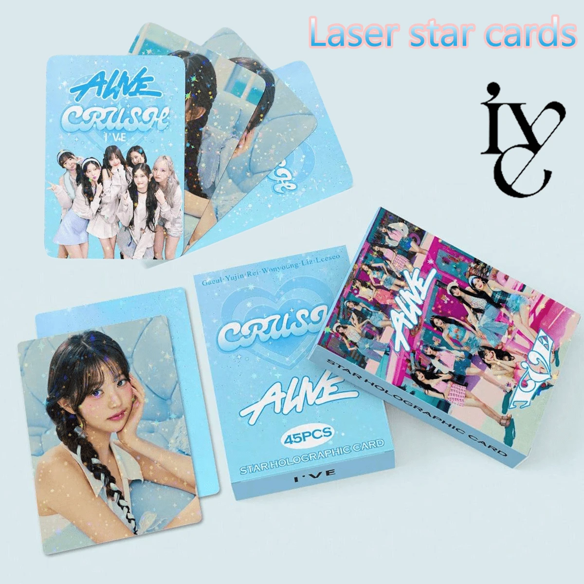 Kpop IV Alive 45张激光全息照片卡盒套装，高清照片，粉丝周边，专辑，演唱会纪念品，圣诞礼物，收藏品 - 彩色 - 查看 1