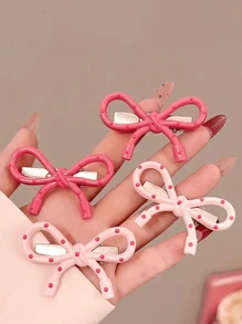 Sanrio Set de 2 pinzas para el cabello de resina con lazo, estilo dulce y lindo con diseño hueco, pasadores en forma de lazo para niñas, accesorios de moda para el flequillo y el manejo del flequillo - Sanrio