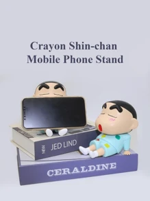 Crayon Shin-Chan Anime Figure Phone Holder, Kawaii Desktop Ornaments, Multi-Functional Lazy Phone Stand, Perfect For Home Office Decor, Ideal Gift For Anime Fans, Kids, Teens, Great For Christmas, New Year, Birthday, Party Favors