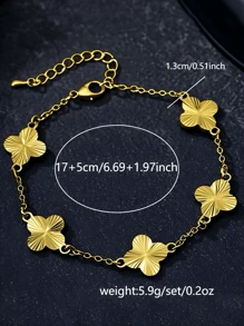 1pc Gold-Plated Clover Bracelet, Suitable For Women Daily Wear, Festival Jewelry Gift