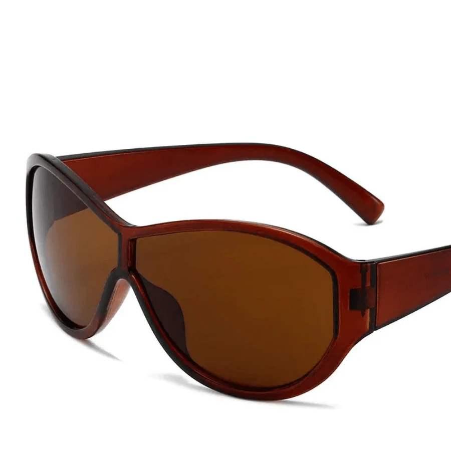 Y2k Oversized Sunglasses Women For Men Luxury Brand Designer Vintage Sunglasses Popular Punk Sport Goggle Outdoor Shades UV400 - 棕色 棕色_白色 - 查看 1