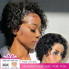 150 Density Pixie Cut Wig Human Hair 13X1 HD Lace 6 Inch Short Curly Pre Plucked Human Hair Wig With Baby Hair Wear And Go Glueless Bob Wigs For Women